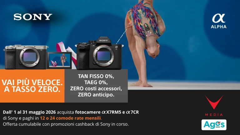 Sony Alpha a7R V e a7CR finanziamento tasso zero Agos maggio 2026
