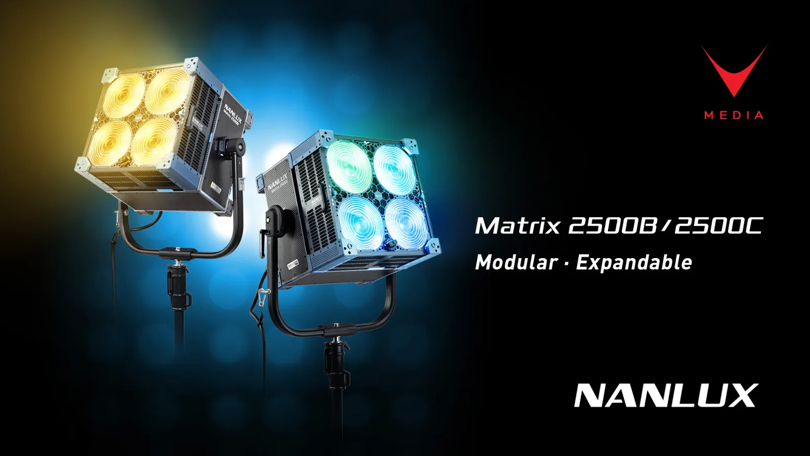 Nanlux Matrix 2500B e 2500C fixture LED array set cinematografico IP66