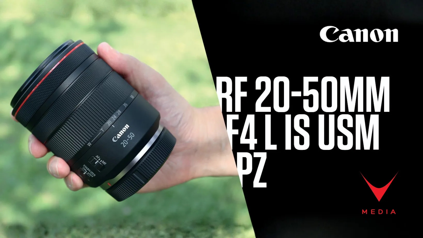 Canon RF 20-50mm F4 L IS USM PZ con power zoom integrato su fotocamera mirrorless
