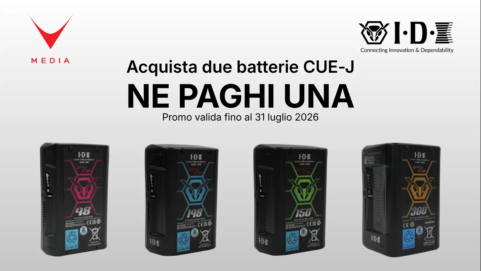 Batterie IDX CUE-J serie professionale promo estate 2026