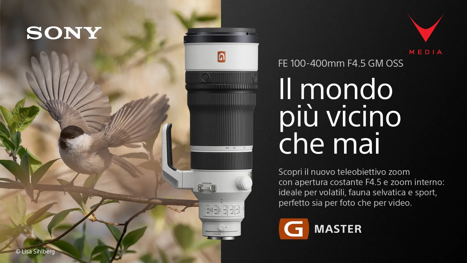 Sony sel100400mc obiettivo G Master su attacco E full-frame