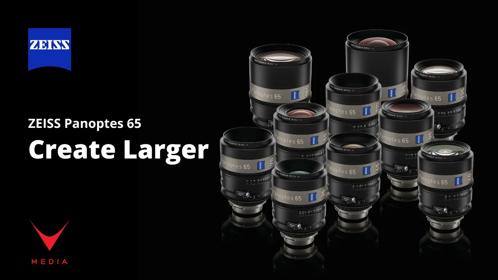 ZEISS Panoptes 65 set dieci ottiche cine formato 65mm mount LPL