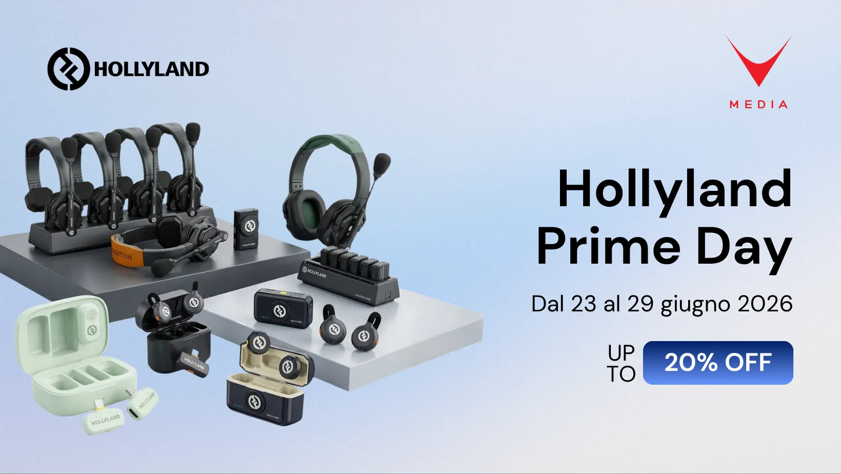 Hollyland Prime Day 2026 offerte sistemi wireless audio LARK Solidcom TAV Media