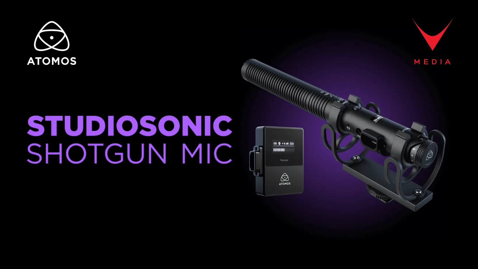 microfono shotgun wireless per video con ricevitore e display OLED su set di ripresa