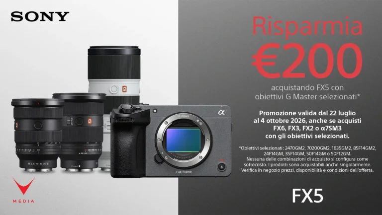 promo lancio Sony FX5 con obiettivo G Master in sconto sul body