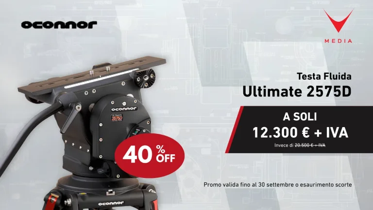 Testa fluida Oconnor Ultimate 2575D montata su treppiede da studio