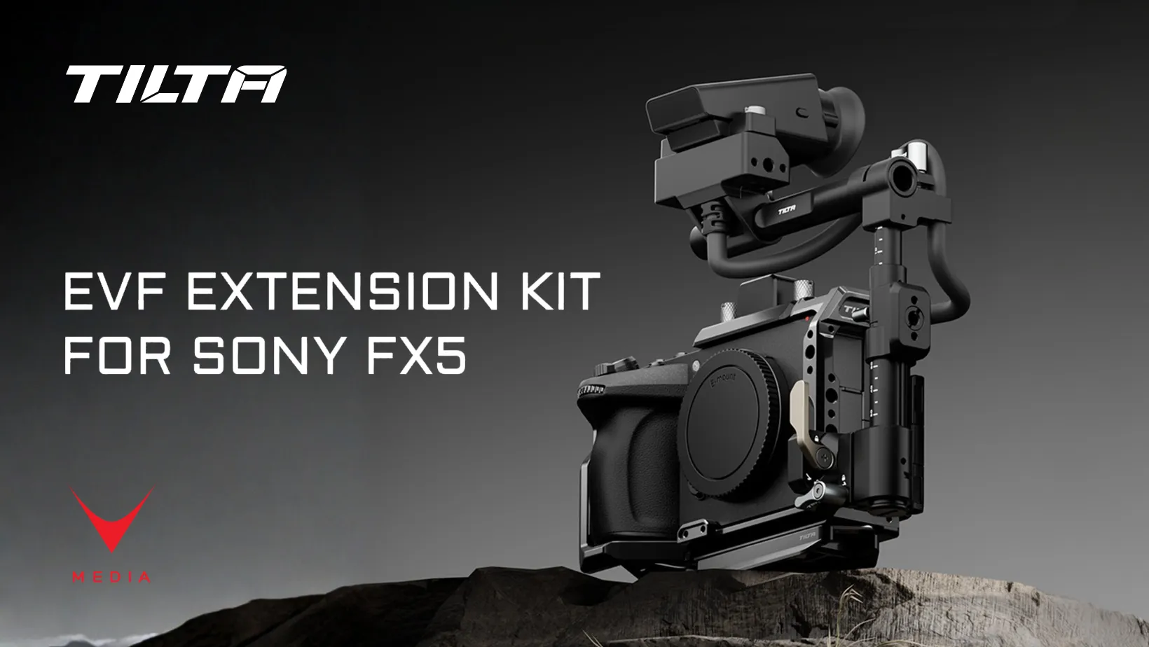 EVF Extension Kit Sony FX5 montato su camera cage Tilta professionale