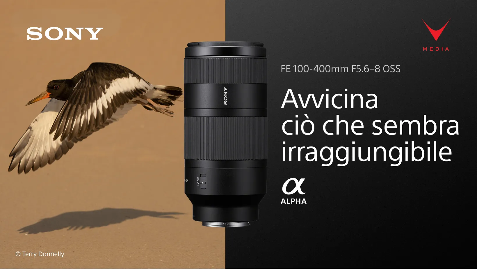 Sony FE 100-400mm F5.6-8 OSS montato su fotocamera mirrorless durante scatto naturalistico