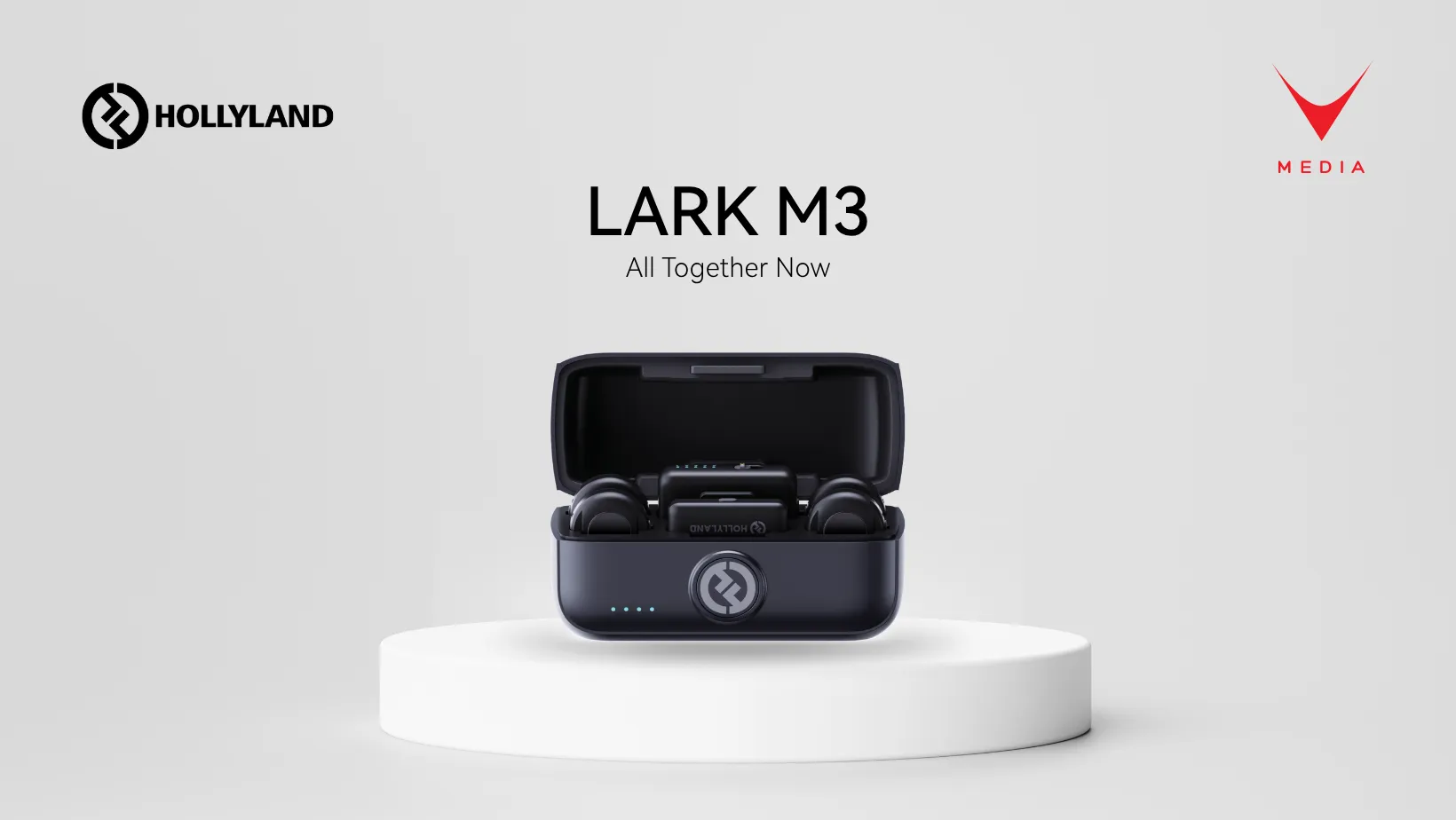 microfono wireless LARK M3 Hollyland con custodia di ricarica e trasmettitori