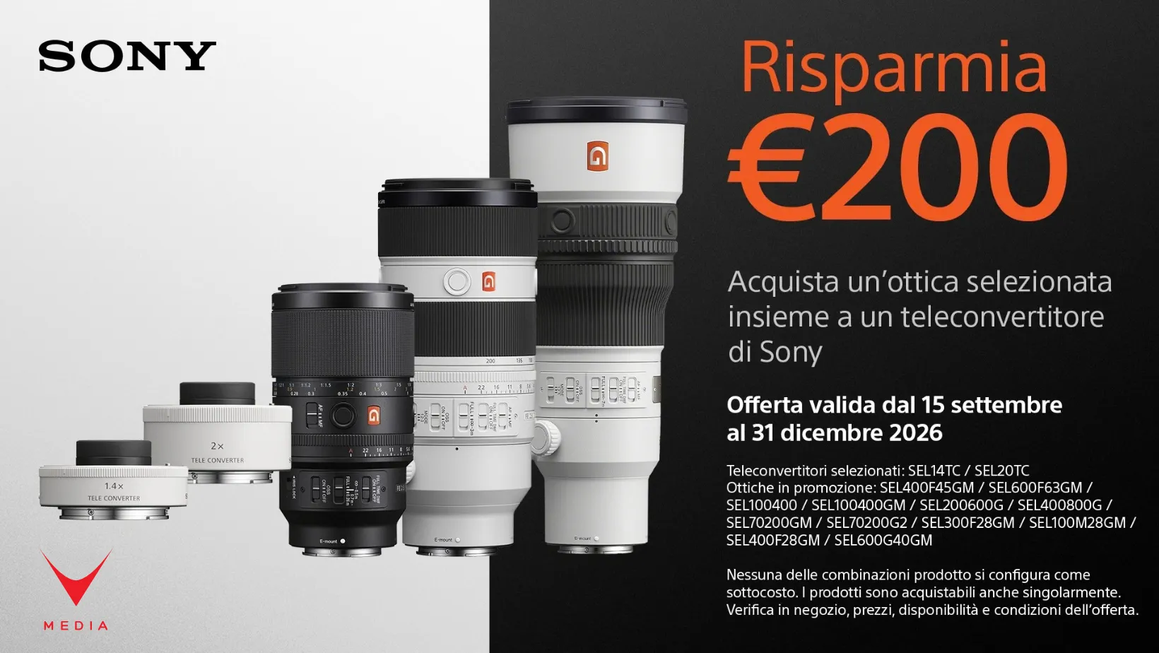 Teleobiettivi Sony e teleconverter protagonisti della promo ottiche e teleconverter