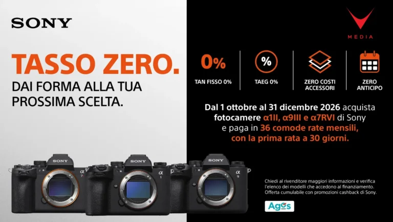 Fotocamere Sony α1 II, α9 III e α7R VI con promozione tasso zero