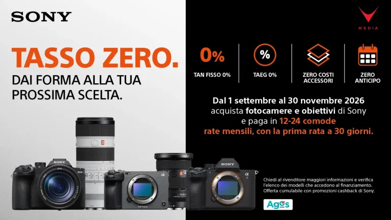 Sony tasso zero finanziamento Agos novembre 2026