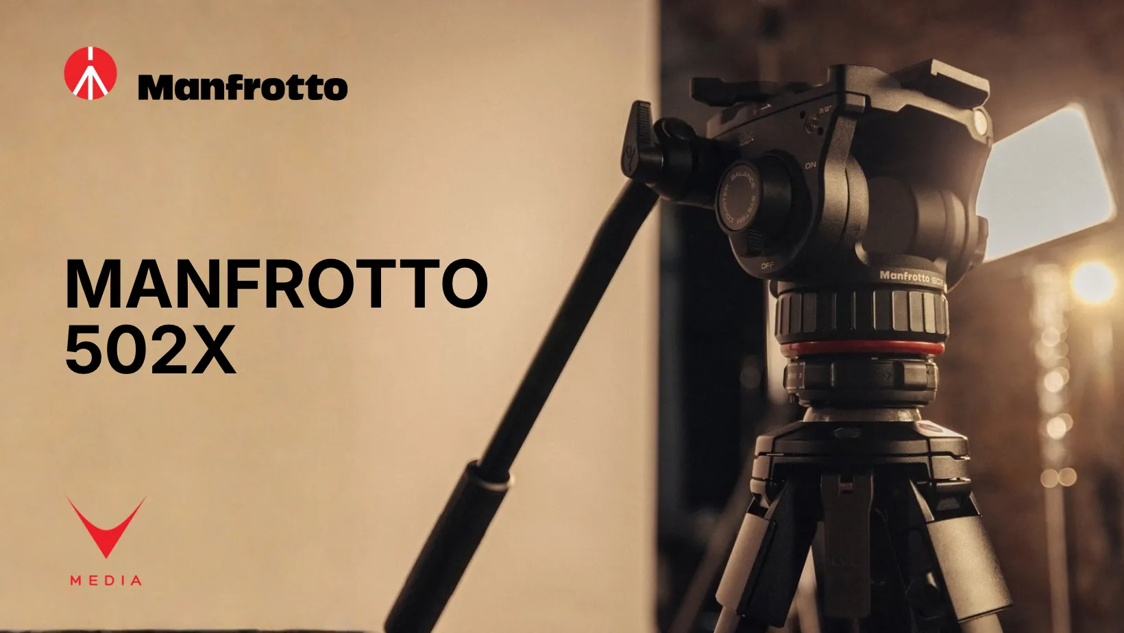 Testa fluida Manfrotto 502X montata su supporto per riprese professionali