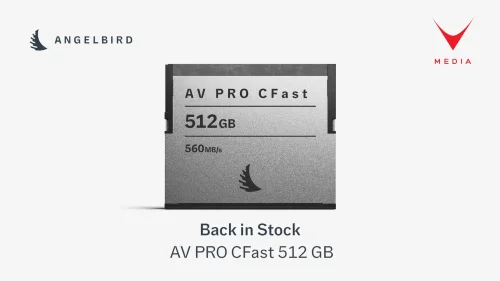 Scheda Angelbird AV PRO CFast 512GB su set di ripresa cinematografica professionale