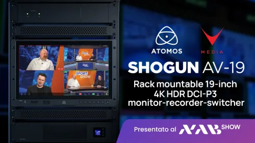 Atomos Shogun AV-19 rack 19 pollici monitor recorder switcher 4K HDR per broadcast live