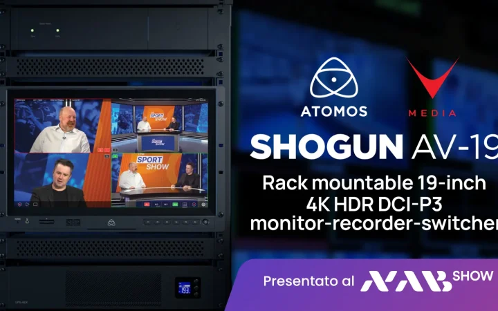 Atomos Shogun AV-19 rack 19 pollici monitor recorder switcher 4K HDR per broadcast live