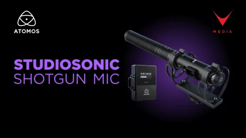 microfono shotgun wireless per video con ricevitore e display OLED su set di ripresa