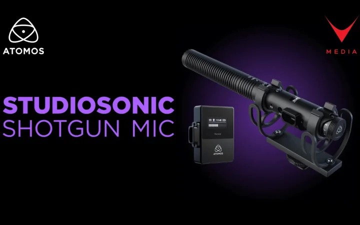 microfono shotgun wireless per video con ricevitore e display OLED su set di ripresa