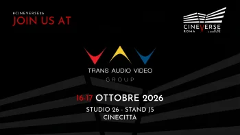Stand J5 di Trans Audio Video a CineVerse Roma 2026 a Cinecittà