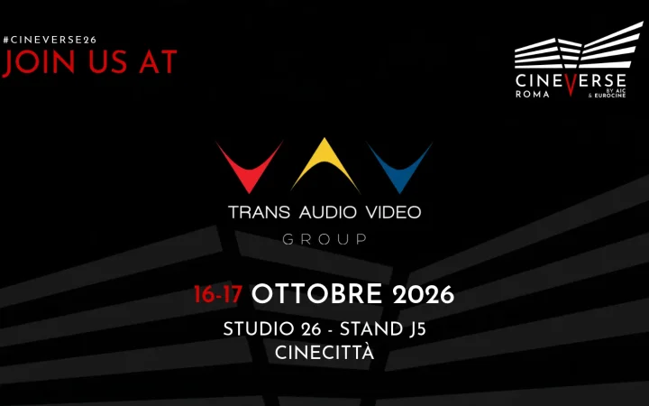 Stand J5 di Trans Audio Video a CineVerse Roma 2026 a Cinecittà