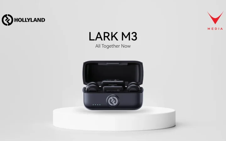 microfono wireless LARK M3 Hollyland con custodia di ricarica e trasmettitori