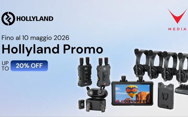 Hollyland promo maggio 2026 sistemi audio wireless e monitor video TAV Media