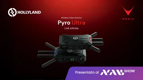 Hollyland Pyro Ultra trasmissione video wireless 4K60 su set cinematografico con TX e RX