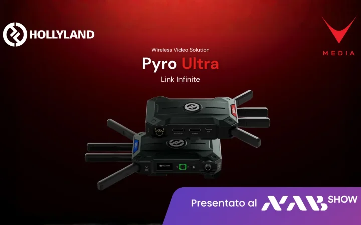 Hollyland Pyro Ultra trasmissione video wireless 4K60 su set cinematografico con TX e RX