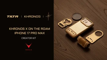 Tilta Khronos Lite x On The Roam Gold creator kit per iPhone 17 Pro Max con handle e filtri