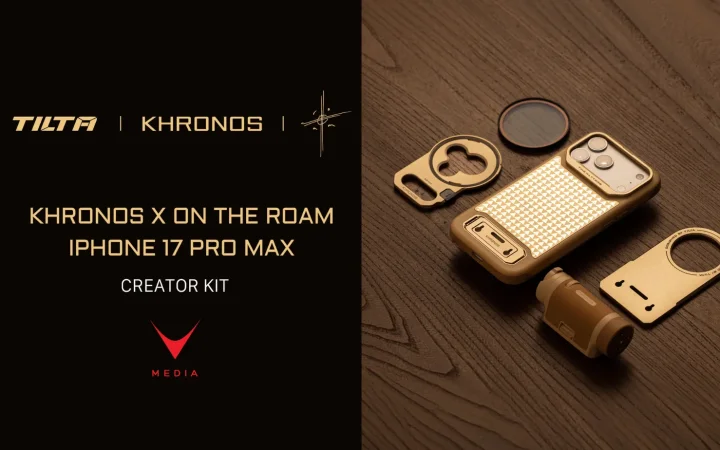 Tilta Khronos Lite x On The Roam Gold creator kit per iPhone 17 Pro Max con handle e filtri