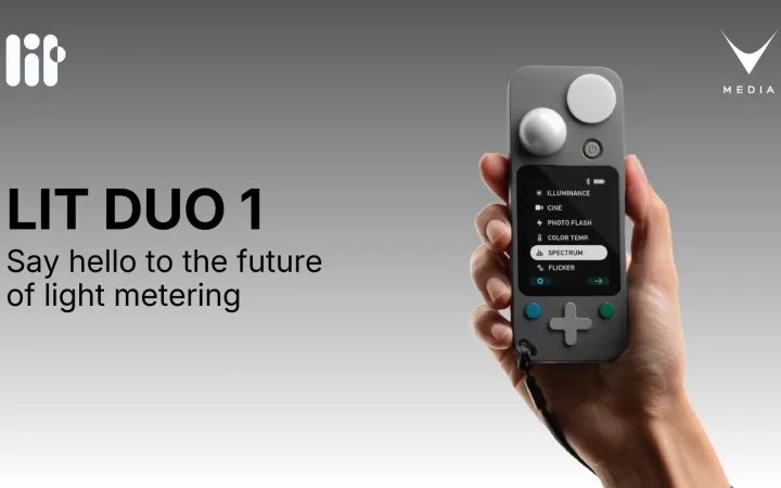 LIT DUO 1, light meter all-in-one per filmmaker in mano su un set di ripresa