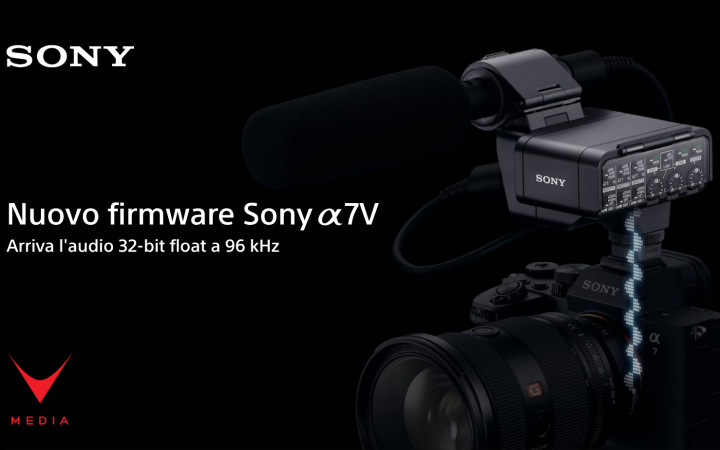 Sony a7V con adattatore XLR-A4 per registrazione audio 32-bit float 96 kHz