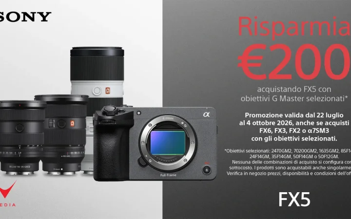 promo lancio Sony FX5 con obiettivo G Master in sconto sul body