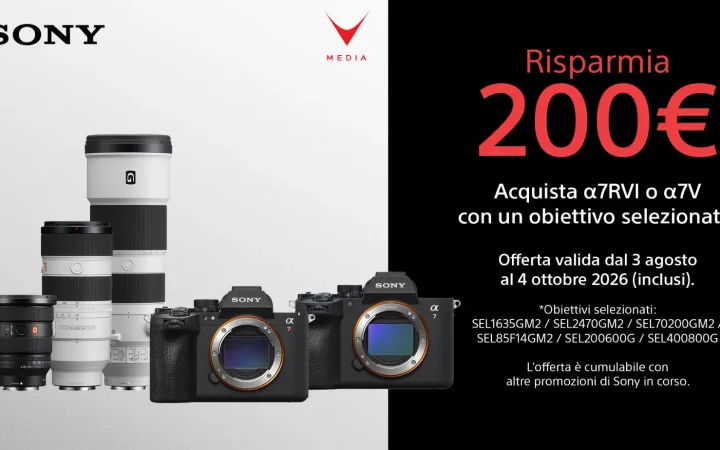 Sony a7 V e a7R VI con obiettivo GM2 in promozione bundle.