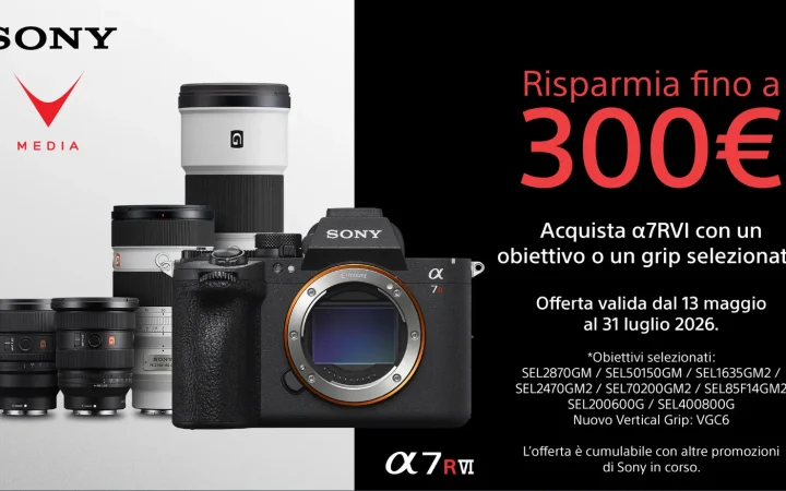 Promo Sony α7RVI con obiettivi G Master e vertical grip VGC6 selezionati