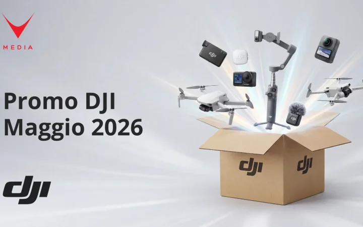 Promozioni DJI maggio 2026 su droni, microfoni wireless e action camera professionali