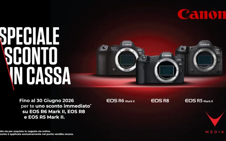 Sconto in cassa Canon EOS R6 Mark II R8 R5 Mark II promo giugno 2026