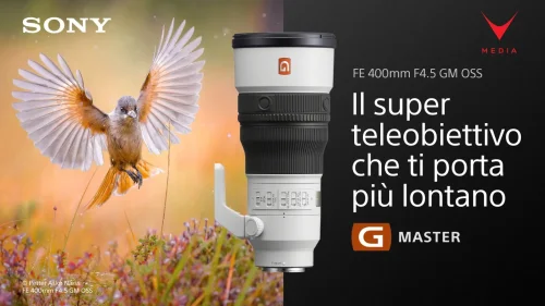 Obiettivo Sony FE 400mm F4.5 GM OSS montato su fotocamera Alpha per fotografia naturalistica