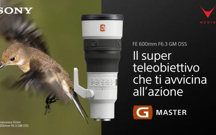 Obiettivo Sony 600mm F6.3 GM montato su fotocamera Alpha durante scatto wildlife a mano libera