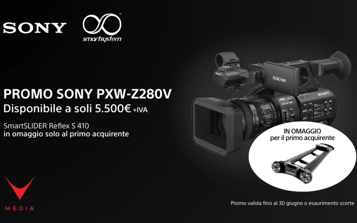 promo Sony PXW-Z280V videocamera 4K broadcast con Slider SmartSystem per riprese professionali