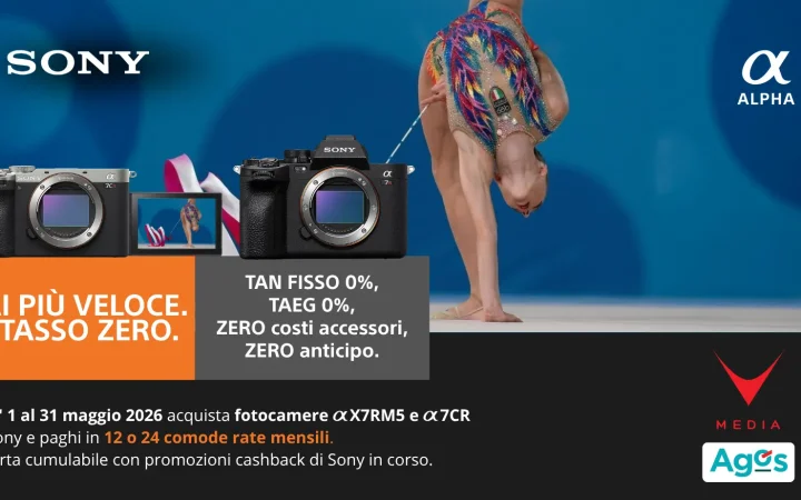 Sony Alpha a7R V e a7CR finanziamento tasso zero Agos maggio 2026
