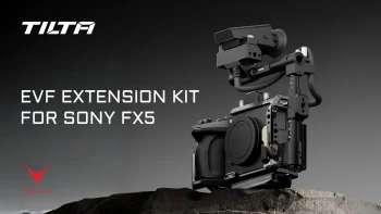 EVF Extension Kit Sony FX5 montato su camera cage Tilta professionale