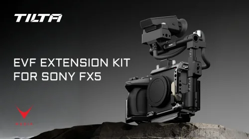 EVF Extension Kit Sony FX5 montato su camera cage Tilta professionale