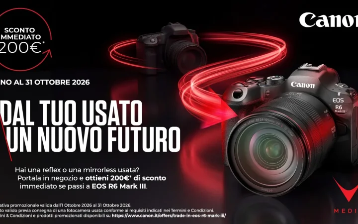 Fotocamera Canon EOS R6 Mark III con fotocamera usata per il trade-in